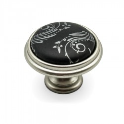 Ручка-кнопка с фарфоровой вставкой P77.23.G8.R3G, Нотингемское серебро / матовый черный,  Giusti