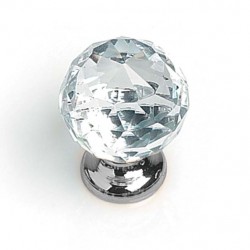 Ручка-кнопка Crystal 22012.00.38S стекло (гранка), хром, D30, Metakor