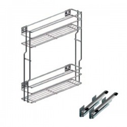 Корзина Cargo Mini VARIANT MULTI бок.крепл 150, левая, 2 полки, напр.полн.выдв. с дов., эффект хром, Rejs (WE03.7319.01.062+ WE29.0012.01.549)